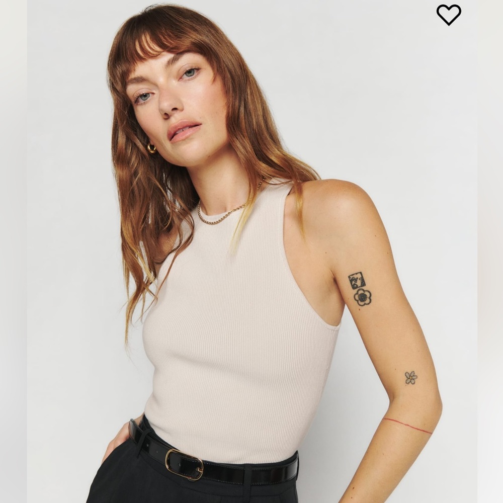 Reformation Hudson Ribbed Sweater Tank, XS, Birch (Tan), New